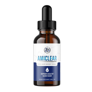 Amiclear bottle with natural ingredients for blood sugar support.