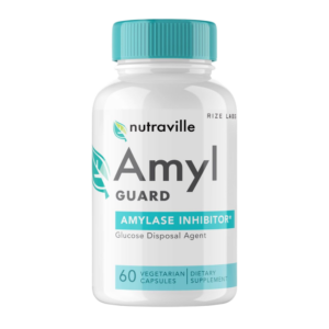 Amyl Guard bottle with natural ingredients for weight loss.