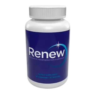 Bottle of Renew capsules with natural ingredients.