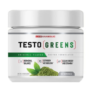 TestoGreens powder in a glass.