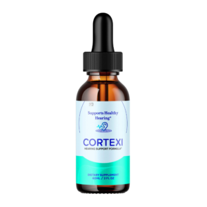 Cortexi bottle with natural ingredients for hearing support.