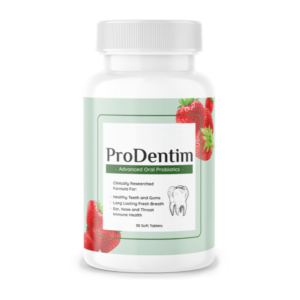 ProDentim bottle with probiotics for oral health support.
