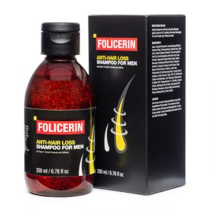Folicerin anti-hair loss shampoo bottle for men with advanced formula