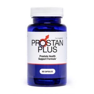 Prostan Plus prostate health supplement bottle with capsules for men's urinary and sexual wellness