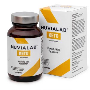 Bottle of NuviaLab Keto supplement capsules for ketogenic diet support and weight management